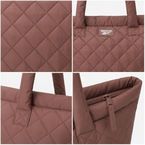 Image of Reebok Womens Tote Bag - Lightweight Carry On Puffer Quilted Tote Bag for Travel Work Travel and Daily Essentials