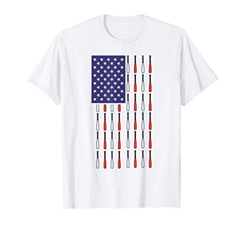 Baseball Bat Player American Flag Cool Sports Lover Gifts Camiseta