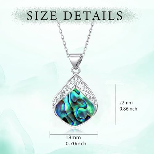Boho Abalone Shell Necklace for Women Filigree Teardrop Pendant s Handmade Vintage Jewelry Gifts for Women3
