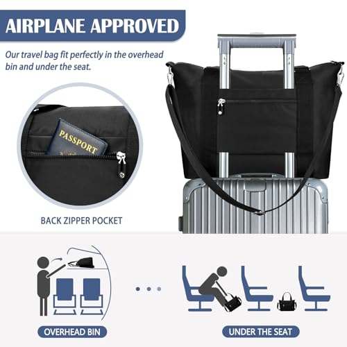 Teuen 11235 Travel Duffel Bag Gym Bag For Women, Waterproof Nylon Weekender Overnight Bag Personal Item Carry On Bags For Airplanes Hospital Sports Mommy Tote Bag Workout Dance Luggage Bag thumb #1
