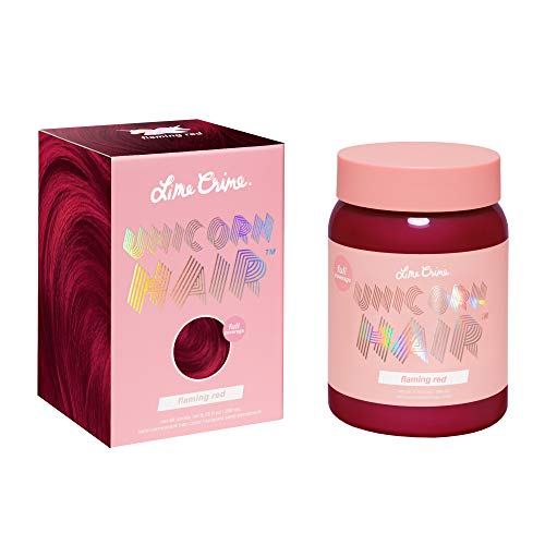 Lime Crime Unicorn Hair Full Coverage, Flaming Red - Bright Fire Red - Ultra-Conditioning, Semi-Permanent, Damage-Free Formula - Vegan, Cruelty Free - 6.76 fl oz