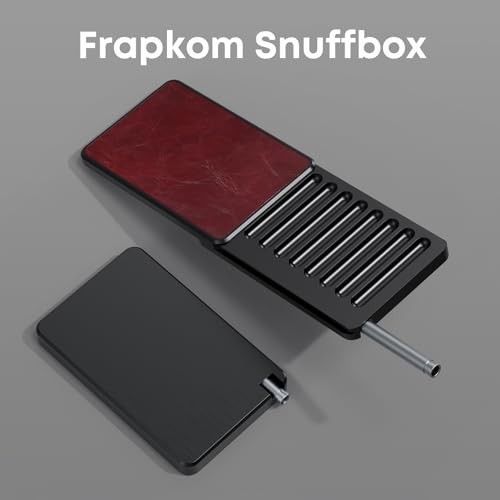 Image of 8 Compartment Organize Box with Built in Alloy Straw, Red Black Storage Box, 3.15 x 2 x 0.32 Inches
