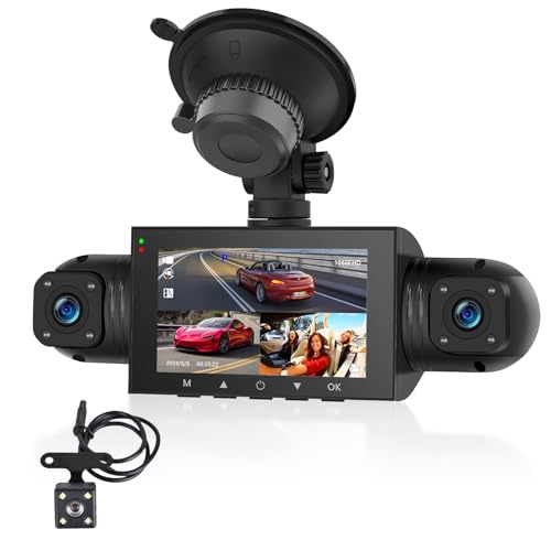Podofo Dashcam 360 gradi HD 1080P, 4 Canali