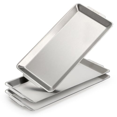 ZENFUN 3 Packs 304 Stainless Steel Serving Platters, Rectangle Metal Dinner Plates with Handles, Decorative Organizer Trays for BBQ, Dining, Party, Buffet, Appetizer Serving(12.6 ZENFUN 3 Packs 304 Stainless Steel Serving Platters, Rectangle Metal Dinner Plates with Handles, Decorative Organizer Trays for BBQ, Dining, Party, Buffet, Appetizer Serving(12.6