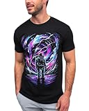 INTO THE AM Cosmic Surge Graphic Tee for Men - Short Sleeve Design T-Shirts (Black, 3X-Large)