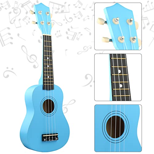 Image of LXS Soprano Ukulele Ukulele for Beginners - 21 inch Small Guitar Ukulele with Gig Bag, Standby String, Picks and Primary Tutorial (Blue)