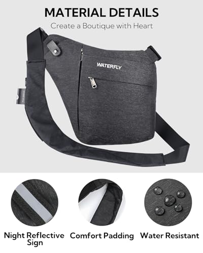 image for WATERFLY Sling Crossbody Chest Bag: Slim Anti-Theft Cross Body Bag Ove