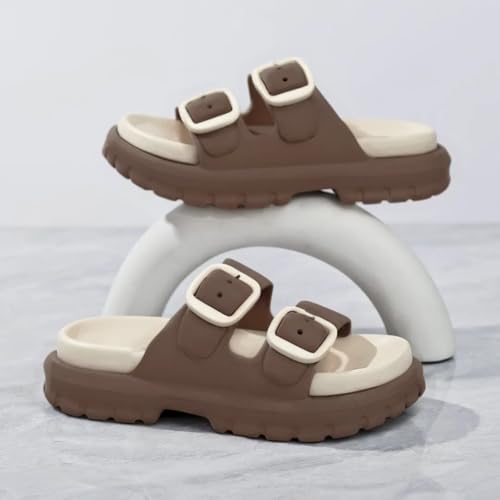 Image of Slipper for Women Men Flip Flop Double Buckle Pillow Sliders EVA Flat Sandals for Girls Boys Soft Open Toe Non Slip Platform Bedroom Outdoor Slippers