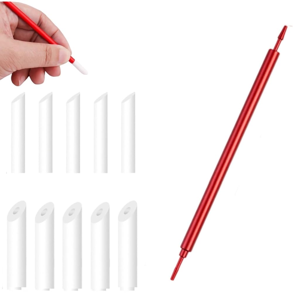 UDSKNV[KSL Oldening Wiper Pen Metal for Model Wiping Sticks Sturdy Seepage Line Wiping Stick Tool with 10 Heads for Models 1Pcs