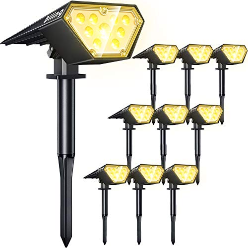 One-Day Sale: Up to 70% Off Biling Solar Spotlights Outdoor, 2-in-1 Solar Landscape Lights 12 LED Bulbs Solar Powered Lights IP67 Waterproof Adjustable Wall Light for Patio Pathway Yard Garden Driveway Pool - Warm White(10 Pack)