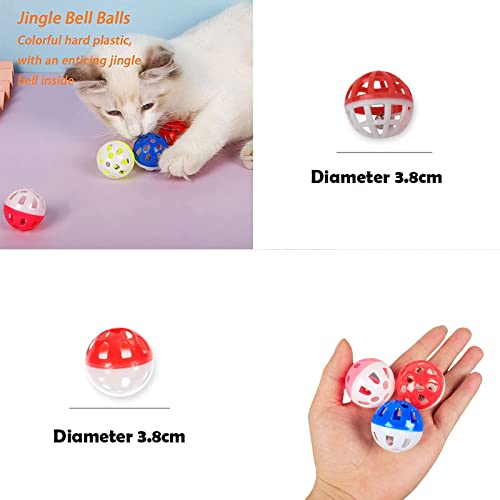 Jiuhao Cat Toy Balls with Bell, Interactive Plastic Cat Toy Balls for Indoor Activity and Chase Training, 12PCS - Image 2