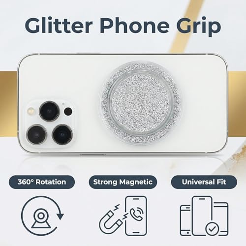 Soporte extraíble con purpurina para evitar caídas en iPhone 16 y 15 6