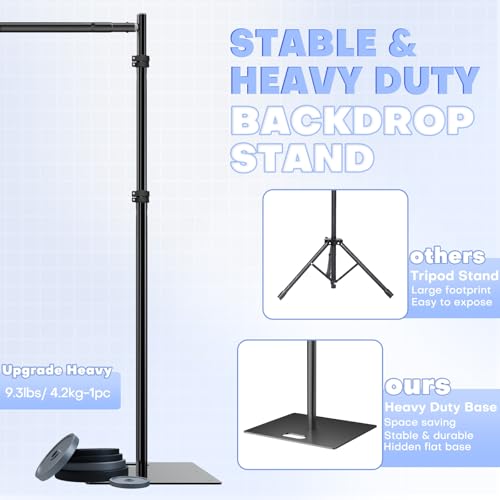 Image of HAYOHRT 10x10ft Upgrade Pipe and Drape Backdrop Stand Kit Heavy Duty Backdrop Stand Adjustable Photo Background with Metal Base for Parties Wedding Video Studio Birthday Background Stand
