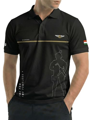 Image of Deployed Marcos Agent Cotton T-Shirt | Half Sleeve | Regular Fit | Zero Shrinkage | Polo Neck | Brown