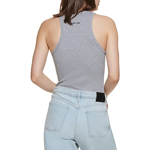 DKNY Blusa feminina essencial sem mangas elástica, Cinza avenida, GG