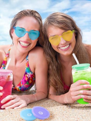 Love Heart Shaped Sunglasses, Colorful Rimless Party Sunglasses, Candy Color Eyewear for Women Men Girls Adults 5