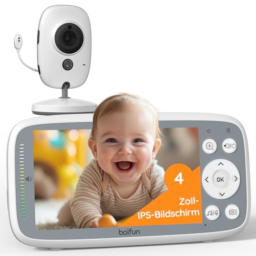 BOIFUN Babyphone mit Kamera, 4 Zoll 720P Monitor, Ohne WLAN, Nachtsicht, 10...