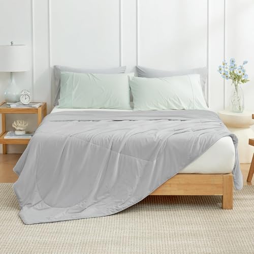 Image of Cozy Bliss Cooling Comforter King XL Size, Cooling Blankets for Hot Sleepers and Night Sweats, Gray Summer Comforter for King XL Bed, Breathable Soft Lightweight Silk Smooth