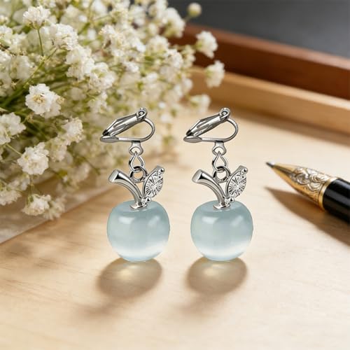 Aretes de manzana tipo Clip-On para mujer miniatura 4