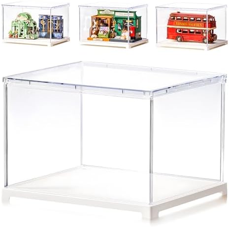 Rolife Acryl Vitrine DF04L - Staubdichte Vitrine mit Tür & Kabelanschluss, 8,78×7,60×6,06 Zoll, Passend für Miniaturhäuser, Blind Boxes, Pop-Figuren & Sammlerstücke