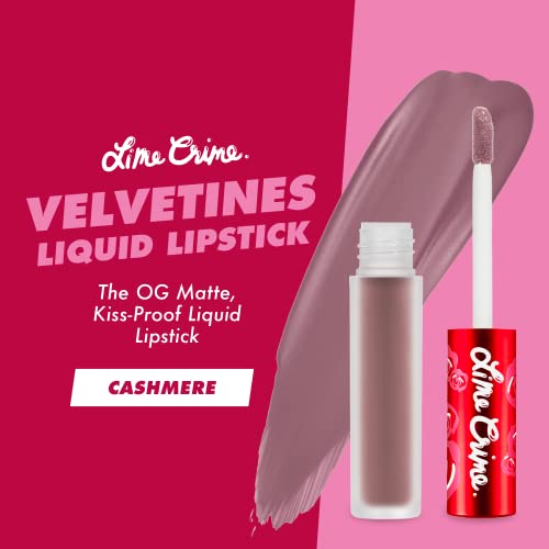 Lime Crime Velvetines Liquid Matte Lipstick, Cashmere - Grey Beige - French Vanilla Scent - Long-Lasting Velvety Matte Lipstick - Won't Bleed Or Transfer - Vegan #TOP1