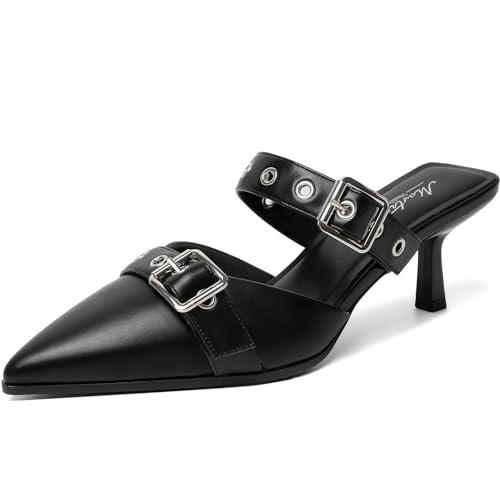 Image of Mostrin Kitten Heels for Women Pointed Closed Toe Heels Vintage Stiletto Dressy Pumps Shoes for Office Work Party