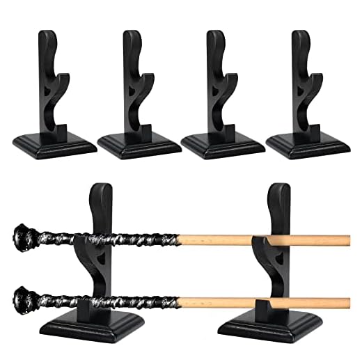 2 Set Wizard Wand Holder Wood Wand Display Stand Magic Wand Display Holder for Wand, Knife, Dagger, Table Counter Shelf Home or Office Display, Halloween Decor, Black (2 Tiers)
