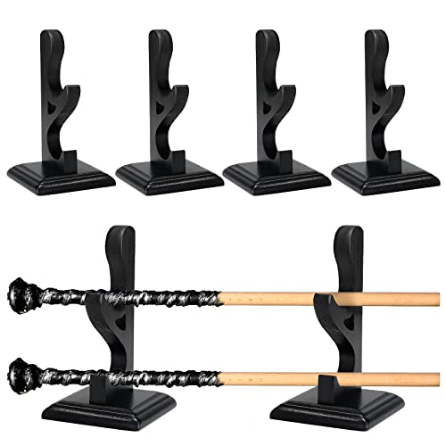 2 Set Wizard Wand Holder 2 Tiered Wood Wand Display Stand Magic Wand Display Holder for Wand, Knife, Dagger, Lightsaber Table Counter Shelf Home or Office Display,Halloween Decor,Black