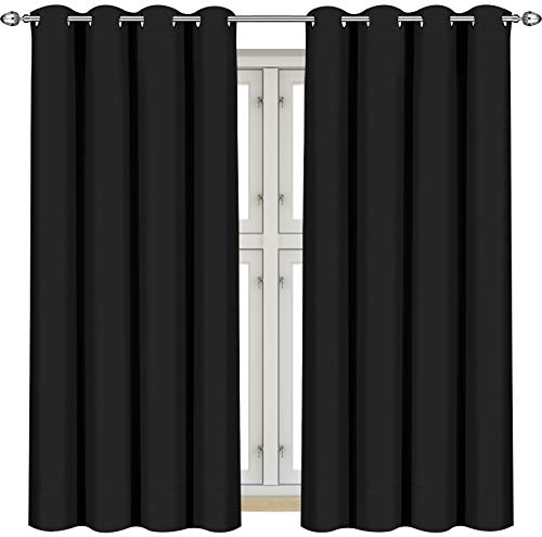 Utopia Bedding [2 Paneles] Cortina Opaca - Cortinas Aislantes Térmicas - con Ojales – 117 x 137 cm (46 x 54”) – Negro