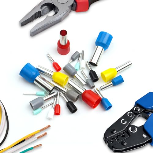 100 Stück Aderendhülsen 10mm², Hanibos Aderendhülsen set Kabelendhülsen Isolierte Aderhülsen für Drahtverbindung(10mm²x12mm)