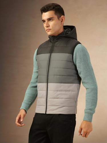 Image of Dennis Lingo Regular Fit Sleeveless Hooded Colorblock Men Jacket