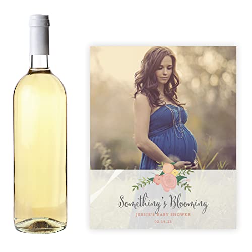 Andaz Press Photo Personalized Floral Roses Baby Shower Collection, Wine Bottle Labels, 20-Pack, Custom Image