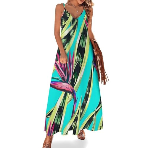 Robe longue d'été sans manches col V décontracté pour femme active