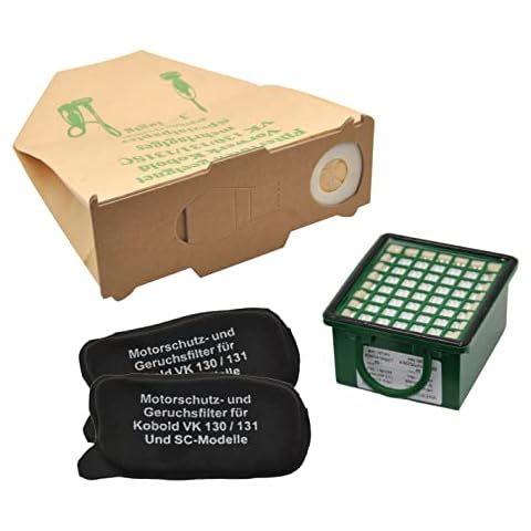 10 Staubsaugerbeutel 1 Hepafilter, 2 Motorfilter geeignet für Vorwerk Foletto Kobold 130 131 Cover