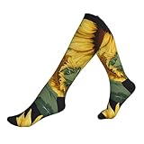 tamiger eleganti calzini da corsa a compressione con stampa di girasoli per uomini e donne calzini sportivi per uso quotidiano calzini, 3 nero, taglia unica