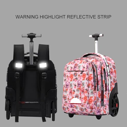 Image of Rolling Backpack 22 Inch Backpack with Wheels for Business, College Student and Travel Commuter, Waterproof Wheeled Backpack (Pink-Flower)