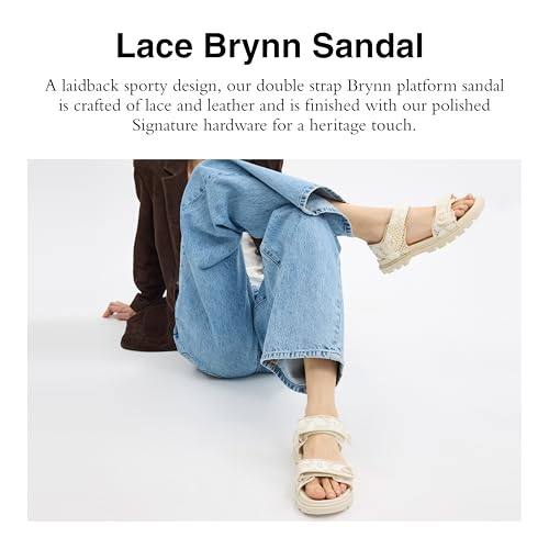 Coach Women's Brynn Sandal Platform, Chalk Lace, 8.52