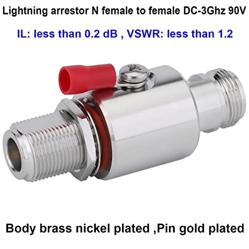 Lightning Arrestor N Female To N Female Bulkhead Coaxial Wifi Lightning Surge Protector Ip67 With 90 V Gas Tube 50 Ohm Dc-3Ghz #TOP1
