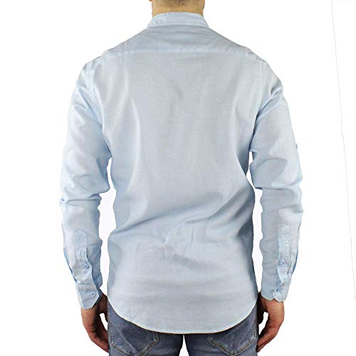 Camicia Uomo collo Coreana Lino Slim Fit Manica