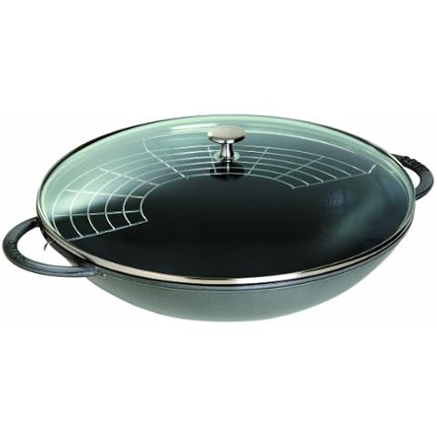STAUB Gusseisen Wok mit Glasdeckel Cover