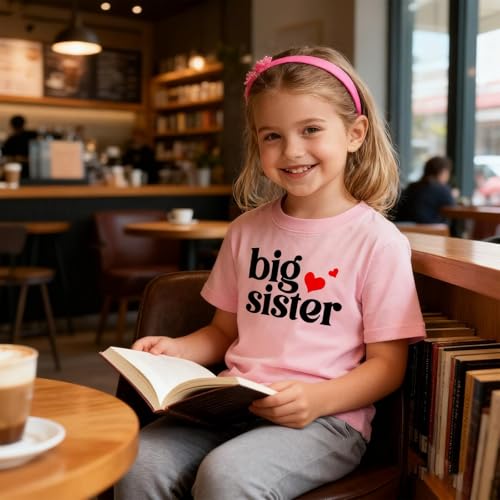 Image of Big Sister Shirt for Girls Toddler Kids Pregnancy Announcement Promoted to Big Sis T-Shirt Summer Short Sleeve Top