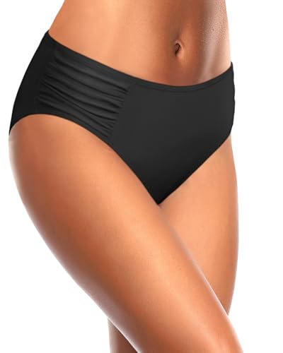 Tempt Me Women Bikini Bottoms Mid Waist Bathing Suit Swimsuit Ruched Swim Bottom4