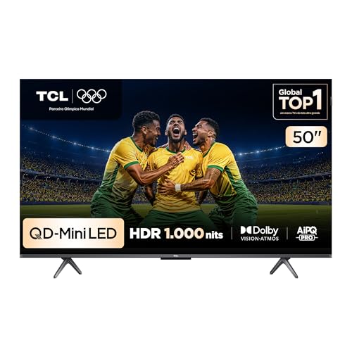 Smart TV TCL 50 Polegadas QLED Mini LED 4K C6KS WiFi Bluetooth Google TV HDR10+ Dolby Atmos 50C6KS