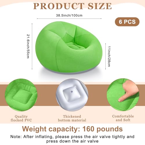 Image of Realspring 6 Pcs Inflatable Bean Bag Chair, Air Pump,Coffee,Orange,Green