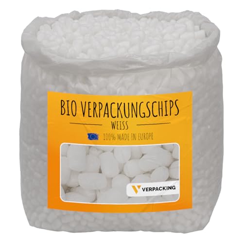 verpacking BIO Verpackungschips aus Maisstärke [Farbe & Menge wählbar] Füllmaterial für Pakete 25 Liter - Weiß