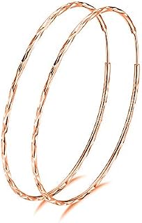 925 Sterling Silver Circle Endless Hoop Earrings for Women Girls 20 30 40 50 60 70 mm