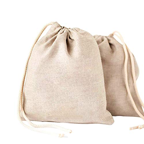 Sacs À Pain En Lin, 2PCS Sac À Cordon Sac De Rangement En Coton Bio Sac À Provisions Respectueux De L'environnement Sac À Cordon Réutilisable Pour Le Stockage De Nourriture Bonus Wine Canvas Bag Cover
