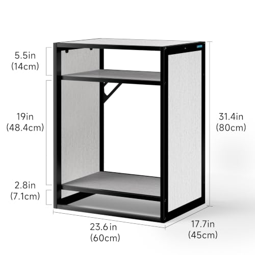 Image of LANDEN Washed Oak Wood Metal Frame Stand, Three-Shelf for Fish Tanks up to 30 Gal, CLX60-60X45X80cm (23.6x17.7x31.49 in), for Fish Tanks and Reptile Terrariums, Home & Office Use