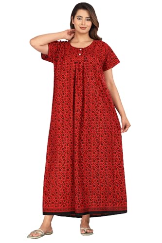 Image of Monique Brand 100% Pure Cotton Nighty for Woman | Floral Gown for Women Night Wear | Cotton Nighty for Women Stylish | Maxi for Women Cotton