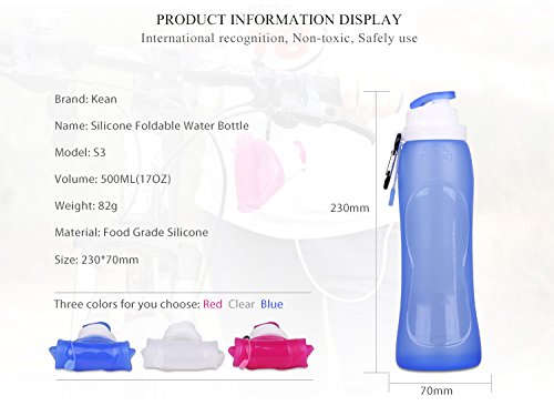 Omana 500ml Collapsible Silicone Water Bottle, BPA-Free, Lightweight & Leakproof Foldable Bottle with Carabiner - Image 4
